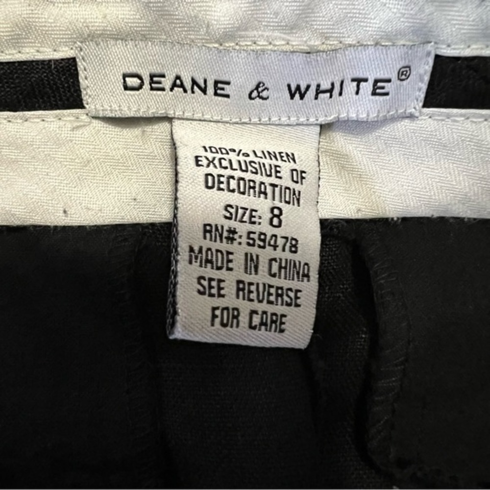 Deane & White 100% linen pants, black w/medallion-like design. Sz 8. EUC. - Picture 6 of 6